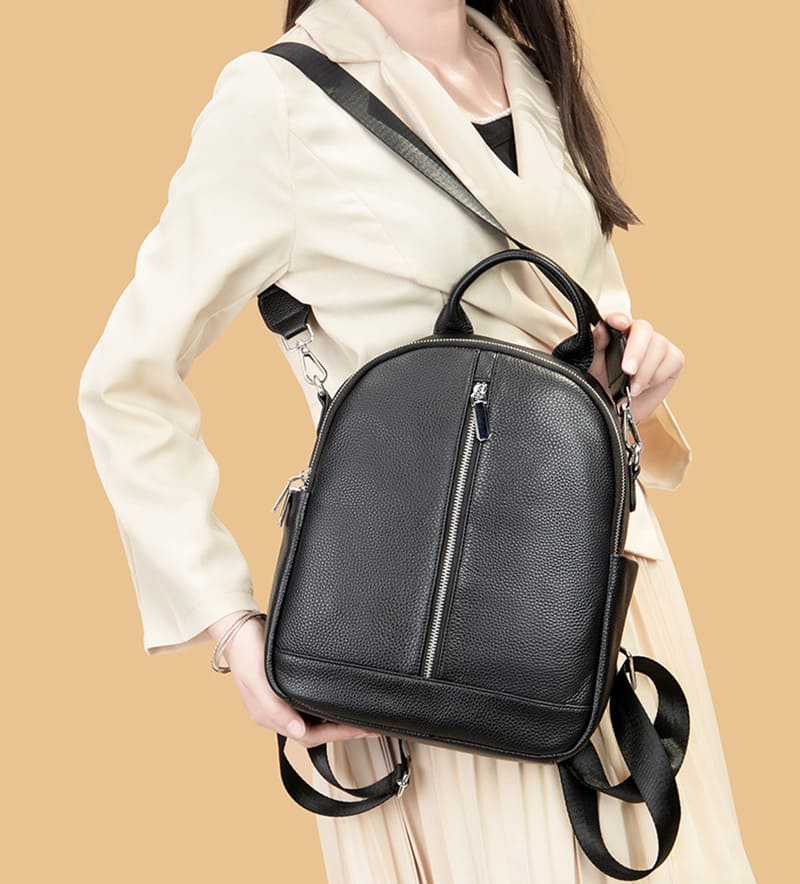 rucksack damen leder schwarz