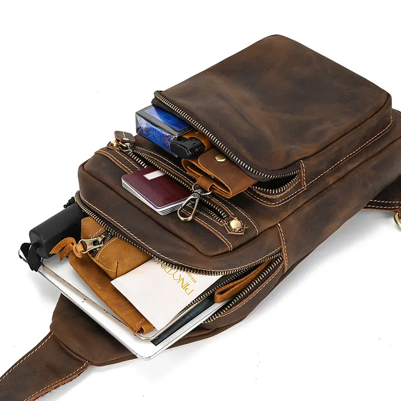 brusttasche herren leder braun