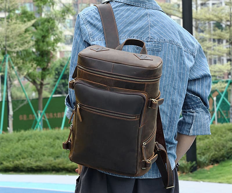 rucksack herren leder braun
