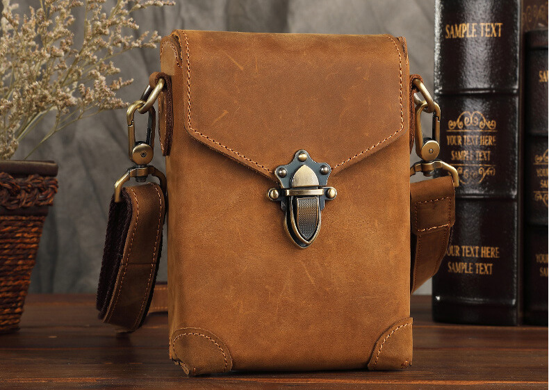 umhängetasche herren leder braun vintage