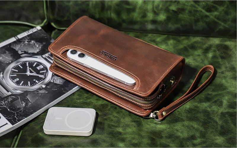 herren clutch leder