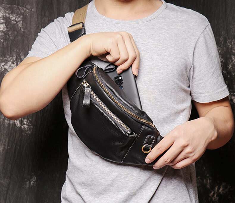 hüfttasche schwarz leder