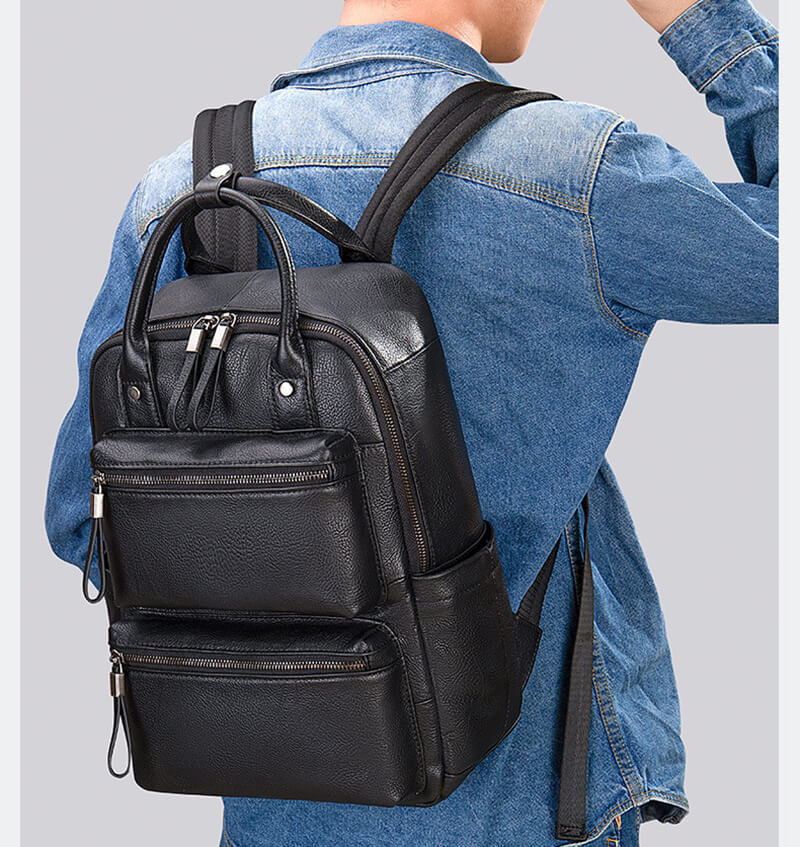 rucksack herren schwarz leder