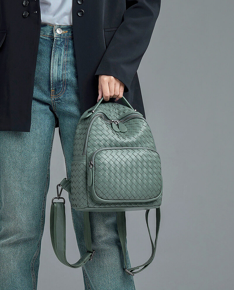 rucksack geflochtenes leder