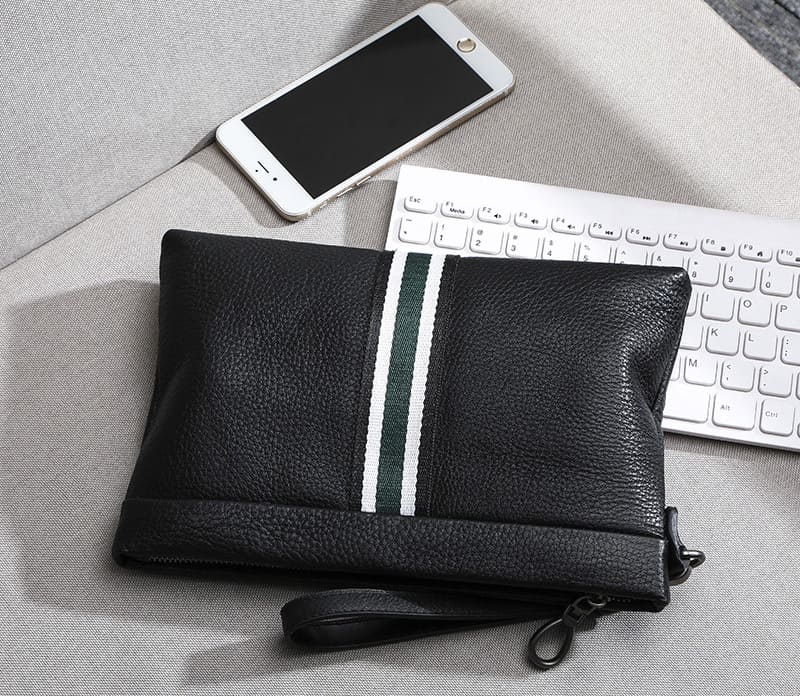 clutch echt leder schwarz