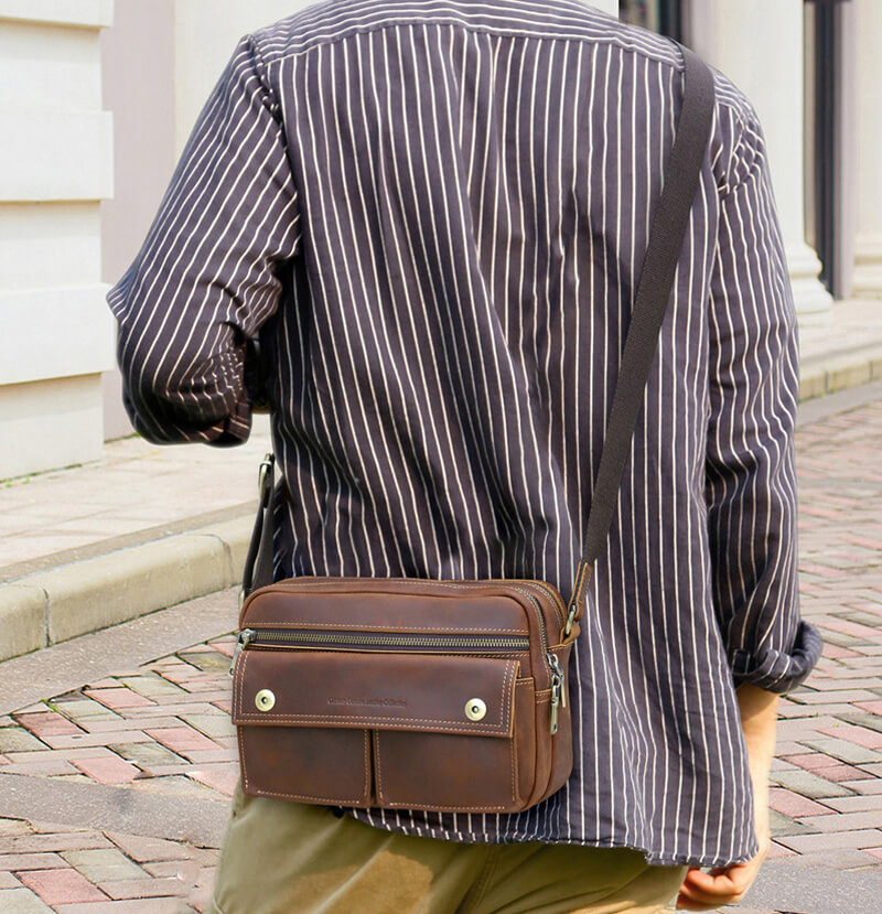 herren umhängetasche mit vielen fächern