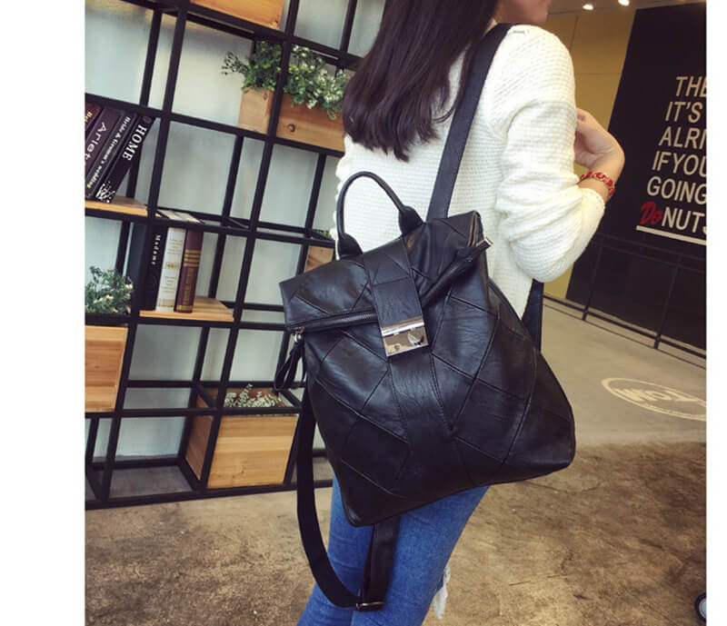 rucksack damen leder schwarz