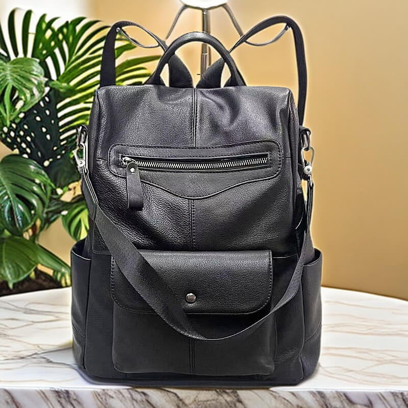 leder rucksack damen schwarz
