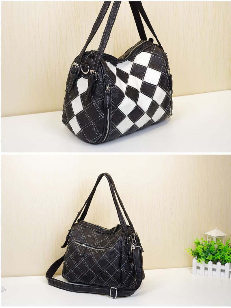handtasche schwarz weiß kariert