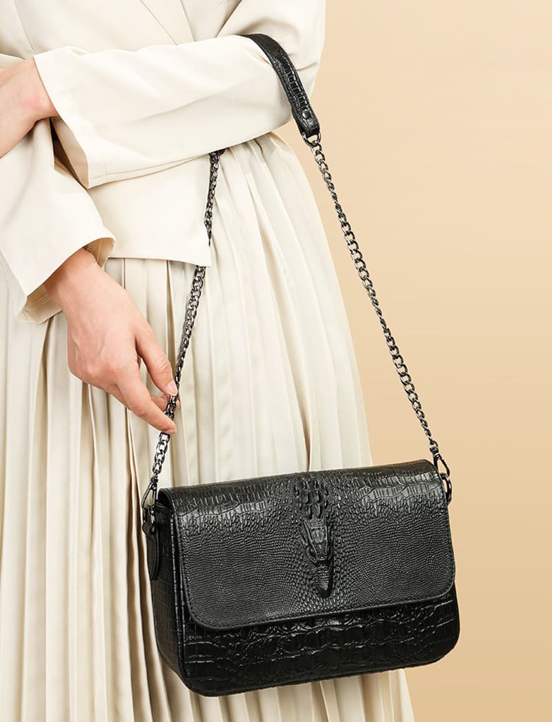 schultertasche damen leder schwarz