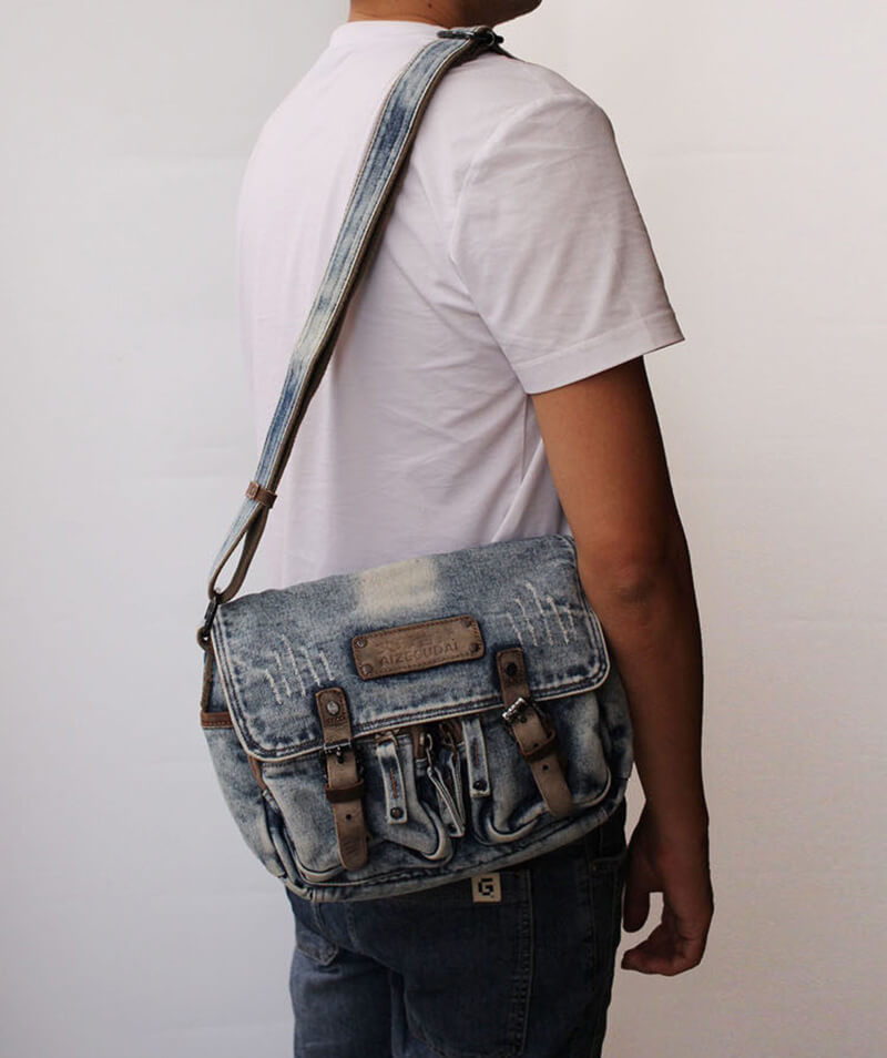 umhängetasche herren denim