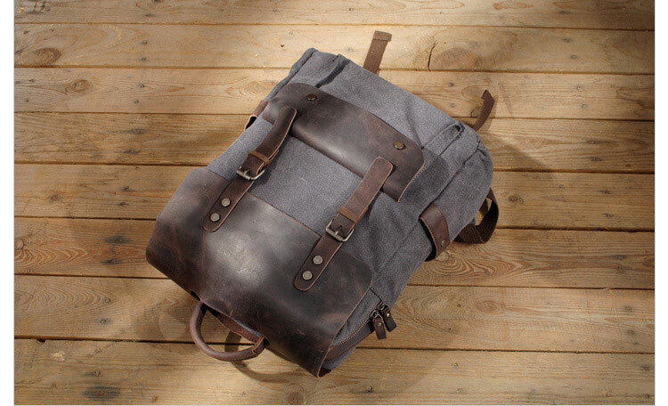 rucksack segeltuch leder
