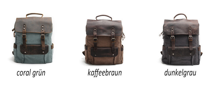 rucksack segeltuch leder