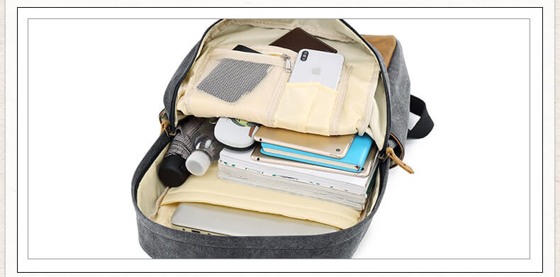 canvas rucksack lederbesatz