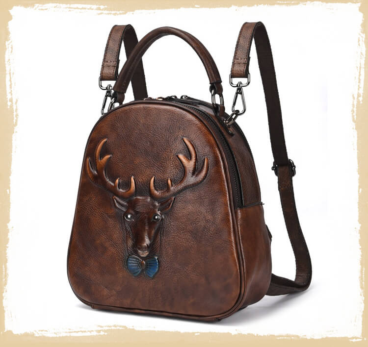 leder rucksack vintage damen braun