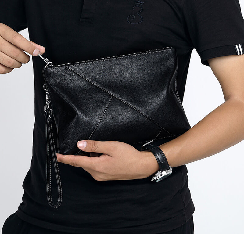 herren clutch leder schwarz