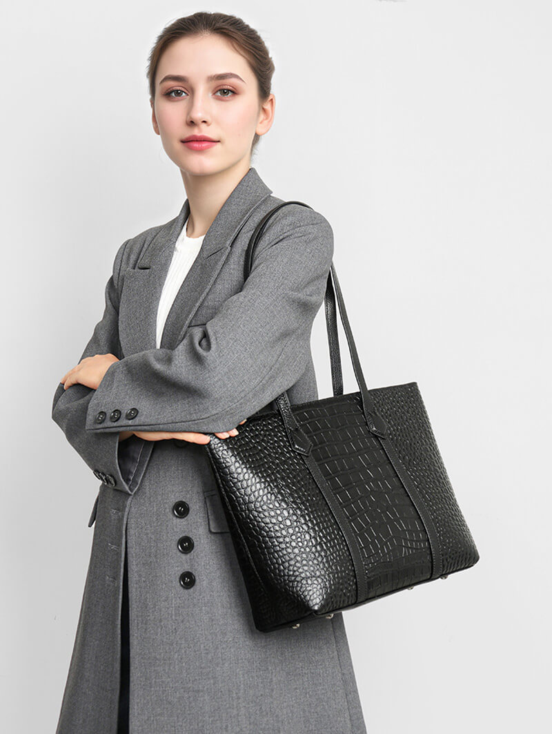 schultertasche damen leder schwarz
