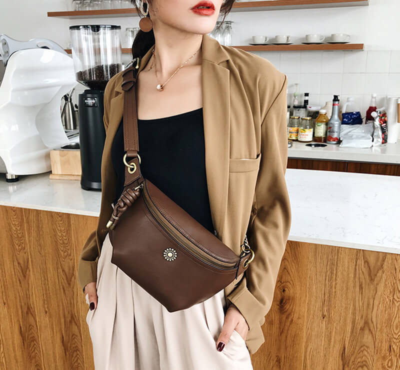 bauchtasche damen leder braun