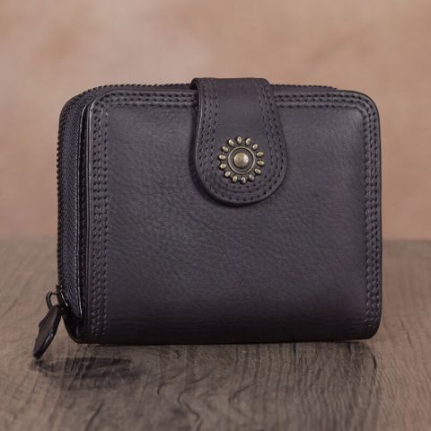 hochwertige Geldbörse Vintage Damen mit Geldbeutel aus Leder 5 Farben 