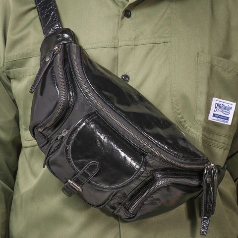 Brustbeutel Leder für Herren große Brusttasche Umhängetasche Hüfttasche