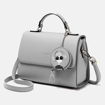 damen umhängetasche leder grau, 