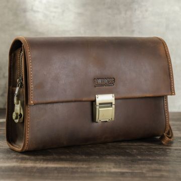 herren clutch leder braun