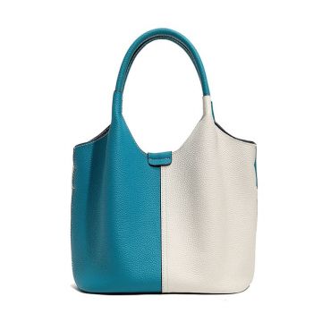 moderne Schultertasche Damen Leder Handtasche blau und braun