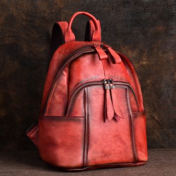 rucksack damen leder rot