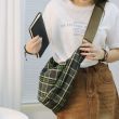 große Damen Schultertasche Canvas Umhängetasche Karomuster karierter Tasche breitem Gurt