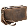 Herren Clutch Leder Handgelenktasche Kulturtasche Vintage
