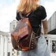Patchwork Rucksack Leder Lederrucksack Vintage Damen Rucksacktaschen