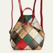 Patchwork Rucksack Handtasche Damen Leder 2 in 1 bunt