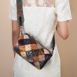 Retro Umhängetasche Damen Leder bunt mit breitem Band