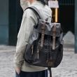 Vintage Rucksack Herren Canvas mit Korkelzug und Laptopfach für Universität und Freizeit