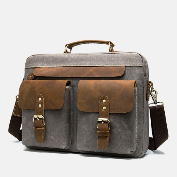 Aktentasche Herren Canvas Businesstasche mit Laptopfach