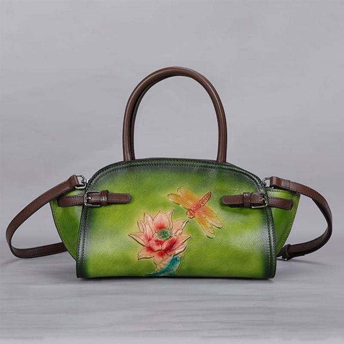 Damen Vintage Leder Handtasche zum Umhängen Vintage Umhängetasche