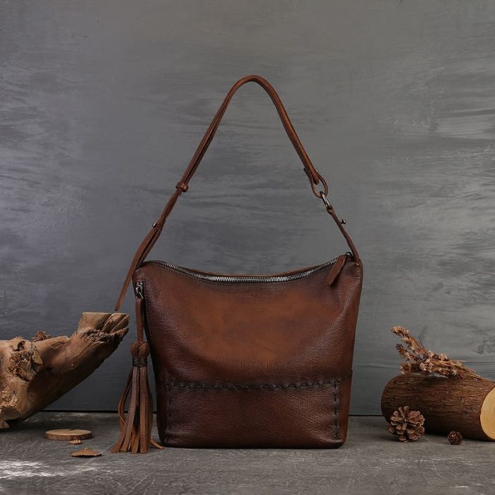 große Schultertasche Damen Leder Vintage 