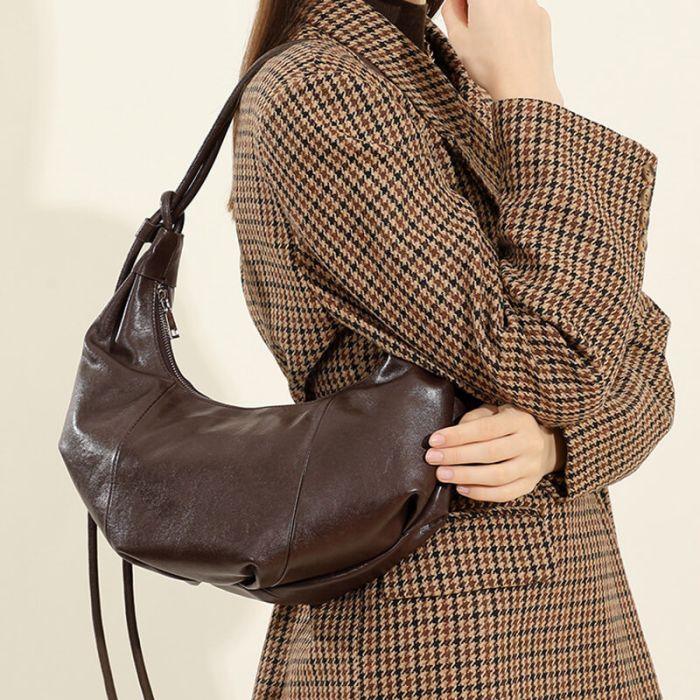 moderne Damen Unterarmtasche Leder Hobo-Tasche Achseltasche