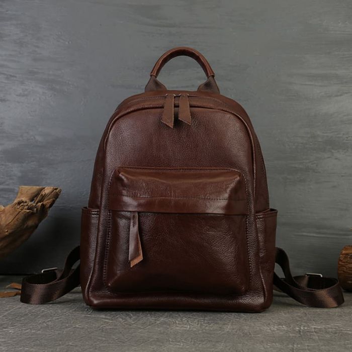 Rucksack Damen Leder Vintage Alltagsrucksack elegant