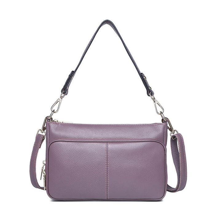 elegante Umhängetasche Damen Leder lila