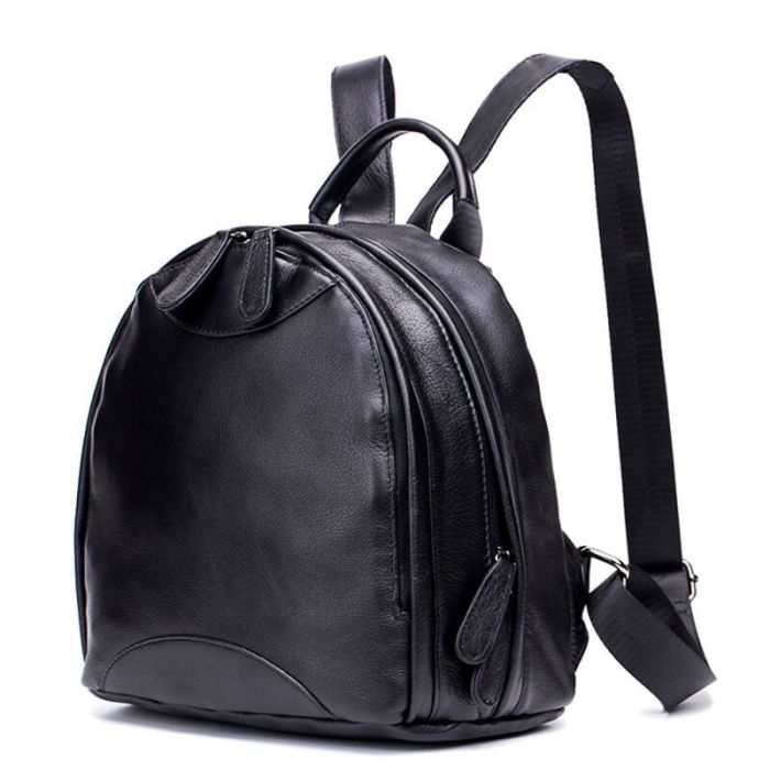 kleiner Rucksack Damen Leder schwarz schlicht