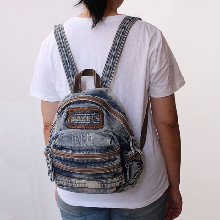 blauer Rucksack Denim Damen Jeans für Alltag