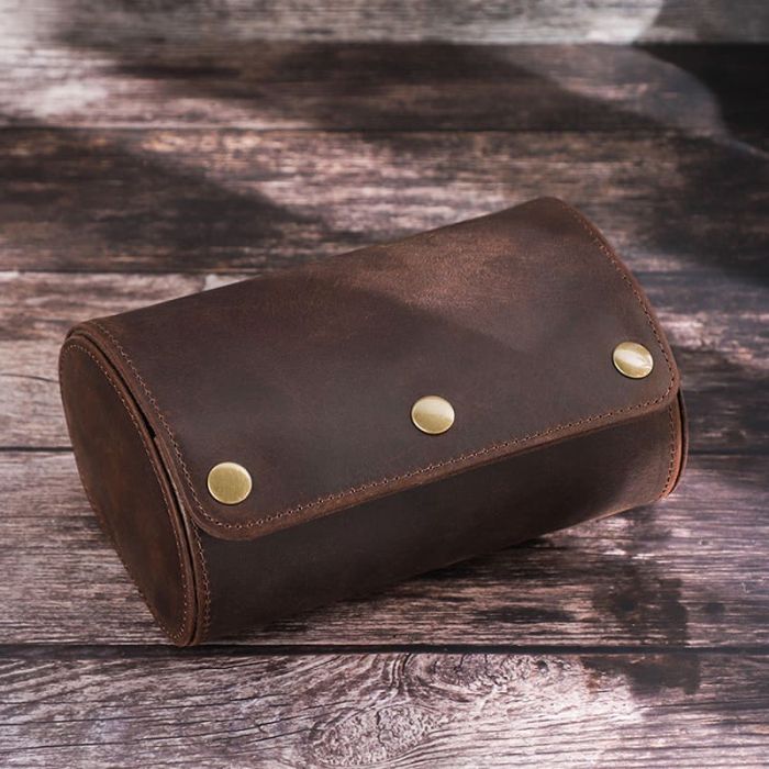 Uhrenbox Hrren für 2 Uhren Uhrenkasten aus Leder mit Kissen
