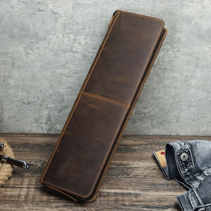 Herren Krawattentasche Leder für 2 Krawatten und 3 Paare Manschettenknöpfe
