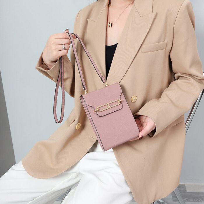 kleine Umhängetasche Damen Leder Handytasche mit Kartenfächer