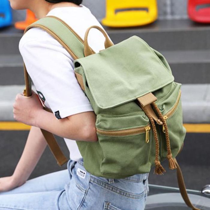 Vintage Segeltuch Rucksack Damen mit Kordelzug in 3 Farben