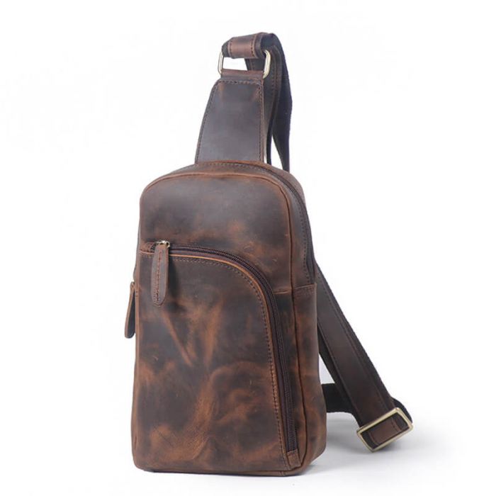 braune Brusttasche Leder Herren Brustbeutel