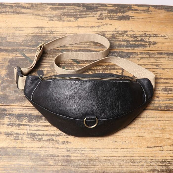 schwarze Hüfttasche Herren aus Leder Schultertasche