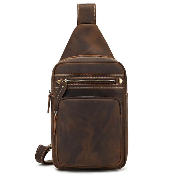 Vintage Herren Brusttasche aus Crazy Horse Leder Brustbeutel