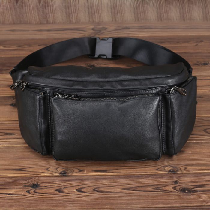schwarz kleine Hüfttasche Leder für Herren Brusttasche
